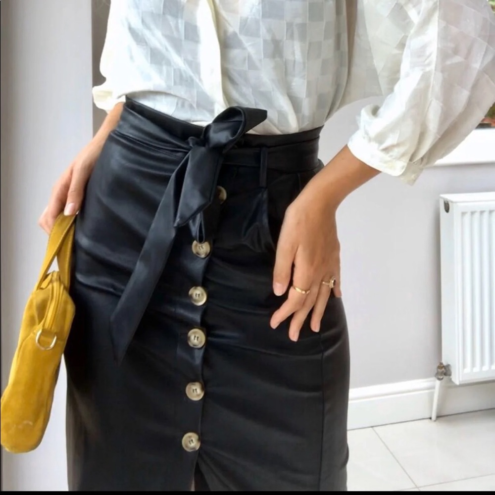 Midi Leather Midi Skirt
